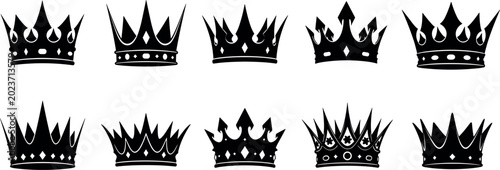 Foto Royal Crown Silhouette Collection with Luxury King Queen and Heraldic Vector Des