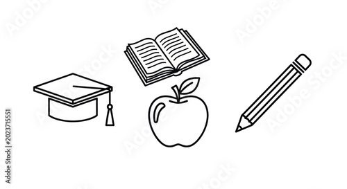 Education concepts book pencil apple hat