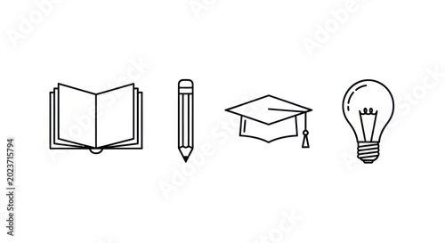Education concepts book pencil hat bulb