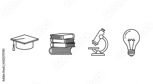 Education concepts illustrated in line art
