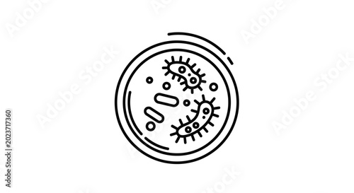 Photos Microbiology petri dish with bacteria icon, science research concept