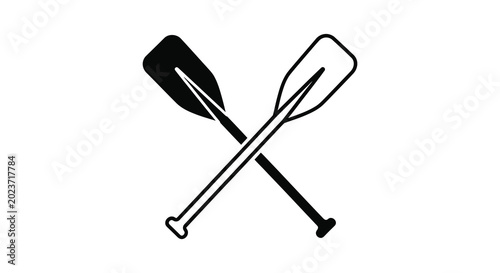Two crossed oars in black silhouette high quality