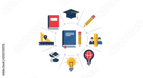 Education elements and learning icons