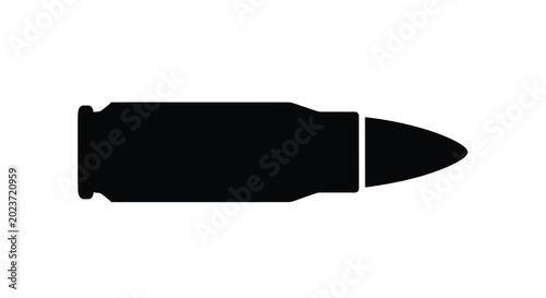 Canvas Print Bullet silhouette black cartridge outline on a white background