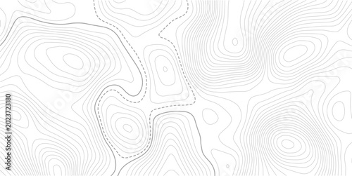 Topographic pattern texture. Black contours on white vector topography. Geographic mountain topographic.Map on land strok terrain. Elevation graphic contour height lines. Vector Illustration.