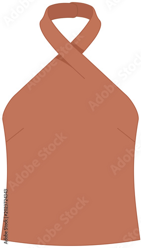 Obraz na plátně Attractive summer woman brown halter neck top sleeveless clothing design vector