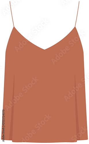 Φωτογραφία Chic female fashion brown camisole top with thin spaghetti straps vector illustr