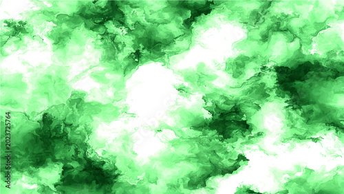 Quadro em tela Green fluid art background with organic patterns and abstract texture of green and white ink swirling and mixing in cosmic style