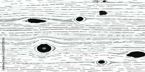 Foto Detailed black and white close up of wood grain with knots texture background wo