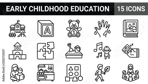 Early childhood education icon set