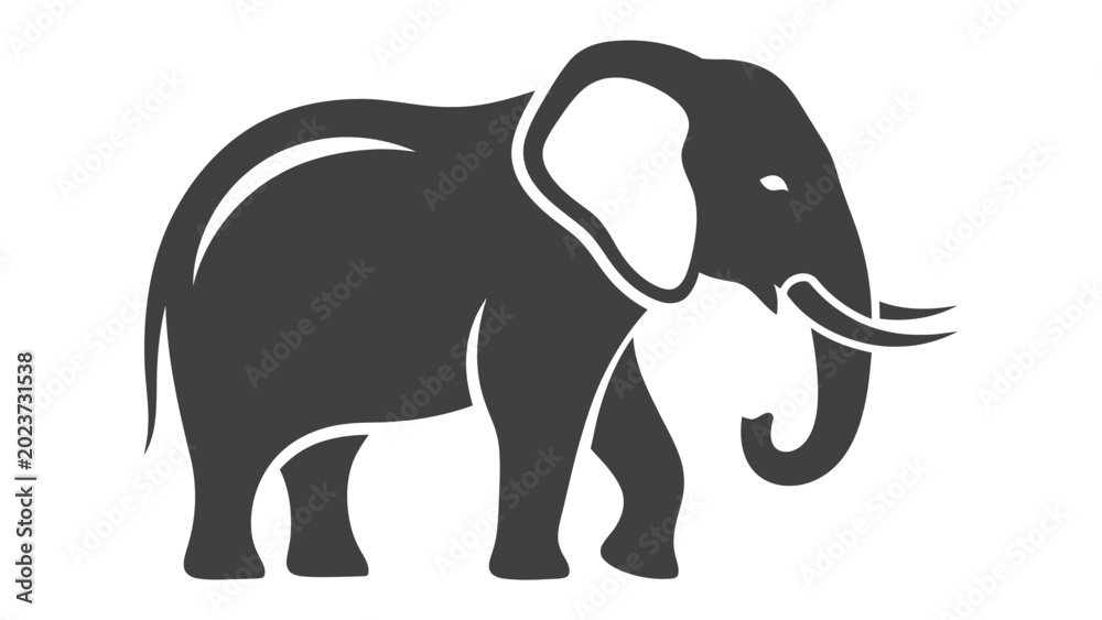 Fototapeta premium Silhouette of a walking elephant with elephant, wildlife