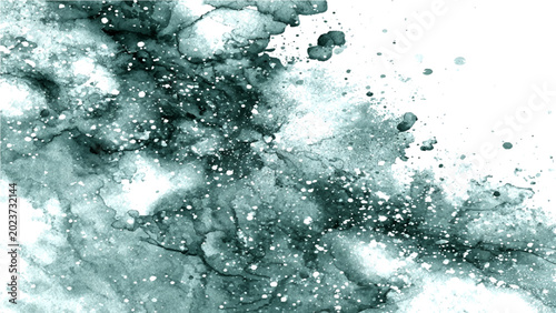 Obraz na plátne Abstract watercolor splatter artwork with organic forms and textures, suggestive of natural phenomena or cosmic dust