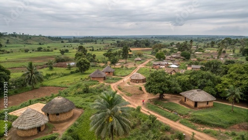 Foto Aerial view of Ghana village rural community, in the subregion of West Africa
