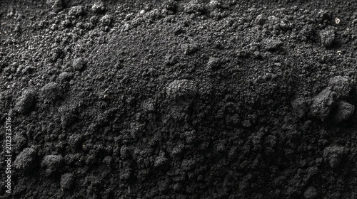 Close-up Macro Texture of Rich Black Soil