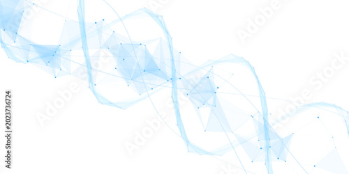 Abstract elegant light blue plexus DNA helix background for medical biotechnology branding
