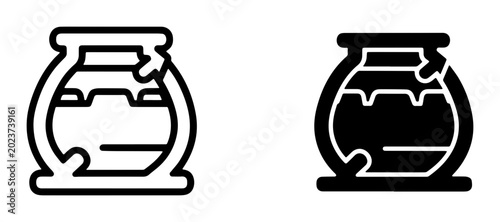 Tableau sur toile Honey Pot Icons: Sweet Liquid Flow, Food Symbol, Natural Sweetener, Apiary Produ