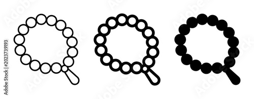 Photos Prayer Beads Icons Set, Rosary Vector Graphics, Spiritual Meditation Symbols