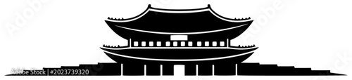 Foto Traditional Korean palace building with pagoda roof architecture in minimalist s