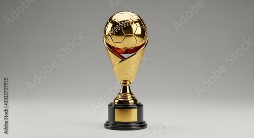 Gold trophy with soccer ball on top