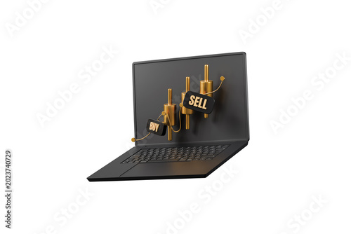 Konstfotografi 3d laptop stock trading icon