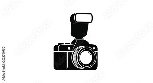 Canvas Print Dslr camera with flash silhouette high quality professional