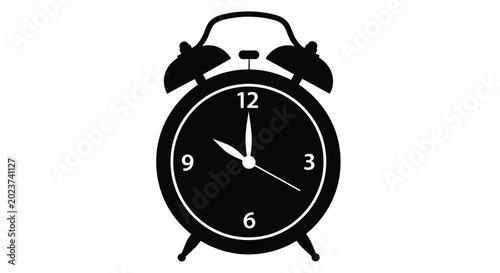 Tableau sur toile Alarm clock silhouette on a white background