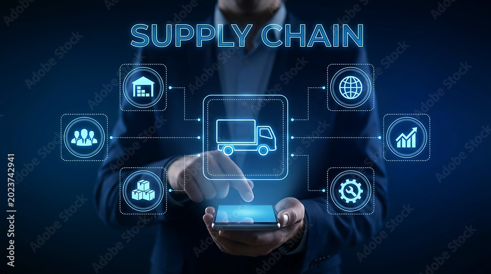 Fototapeta premium Supply Chain Management Logistics Distribution Business Network