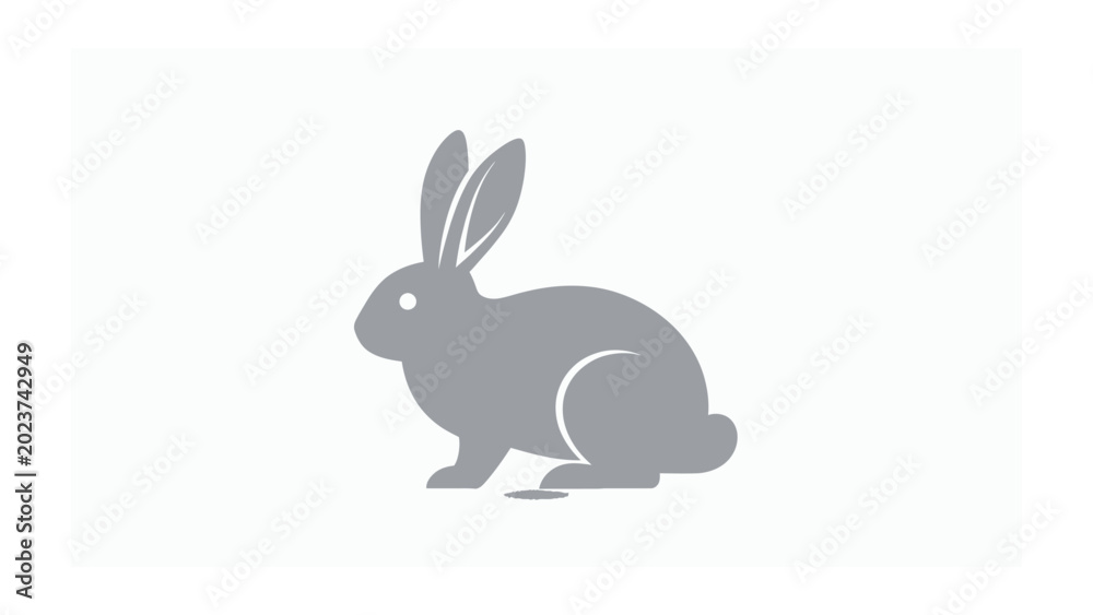 Fototapeta premium Grey silhouette of a rabbit on a white background