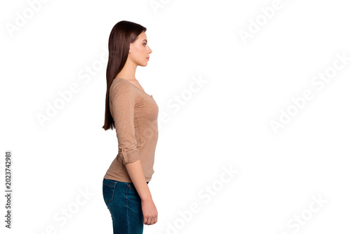 Tableau sur toile Profile side view portrait of her she nice-looking attractive winsome lovely pre