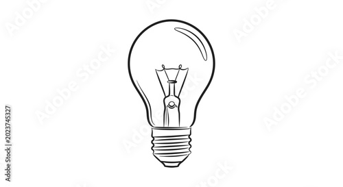 Canvastavla Simple line art sketch of a light bulb representing an idea or innovation