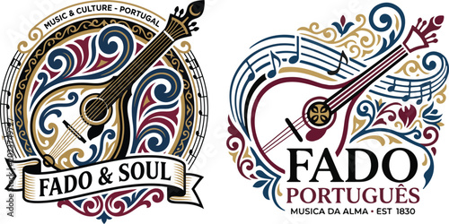 Foto Fado and soul Portuguese music emblem with traditional guitar artwork