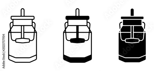 Photos Vintage Milk Churn Icons, Dairy Container Vector Graphics, Farm Fresh Beverage S
