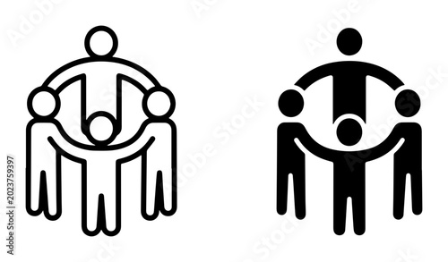 Foto Teamwork Icons, Group Collaboration Vector Art, Community Circle Symbols, People