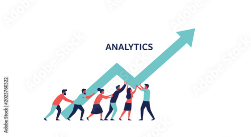 Εκτύπωση καμβά Teamwork supporting analytics growth arrow, business success concept