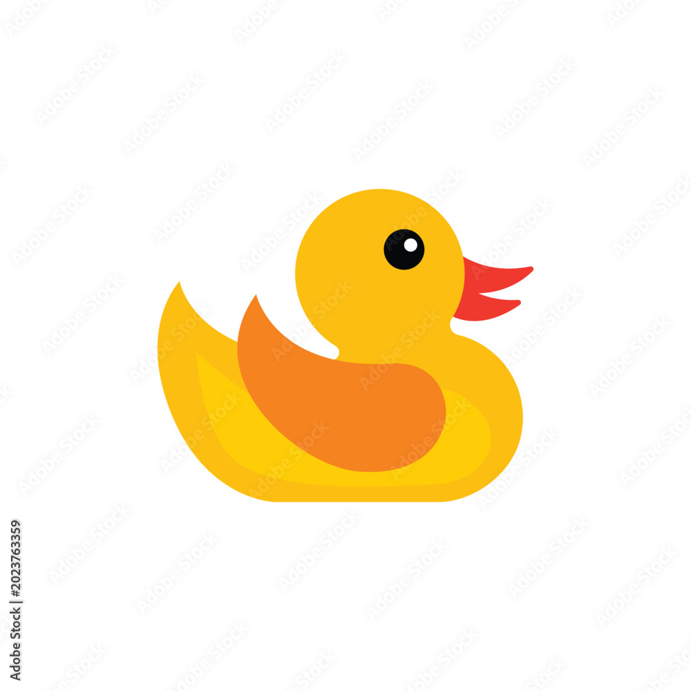 Fototapeta premium Yellow rubber duck toy floating for child bath