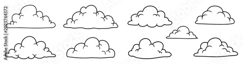 set of hand drawn doodle clouds vector shape black