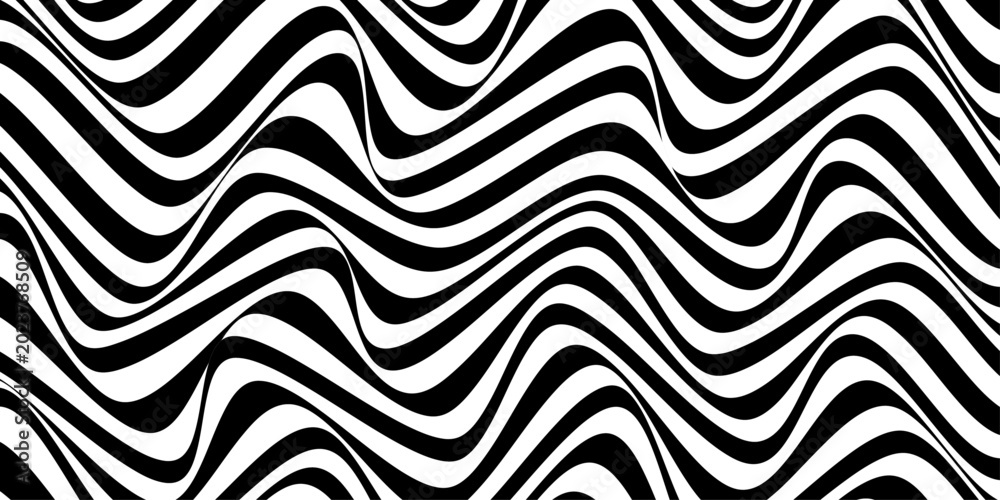 Obraz premium Abstract black and white wave pattern background. Elegant abstract geometric pattern for various design purposes. Black Abstract Curve Lines simple.
