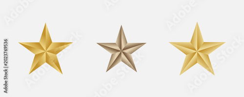 Golden stars in various shades on white background