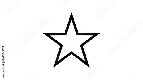 Obraz na płótnie Five pointed star shape black outline on white background silhouette