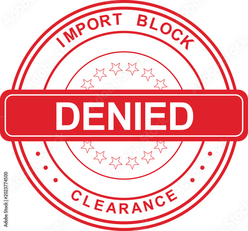 фотографія Red rubber stamp with the word DENIED in a bold red band, signifying a blocked i