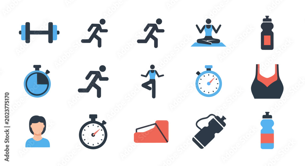 Fototapeta premium Fitness and wellness icon set