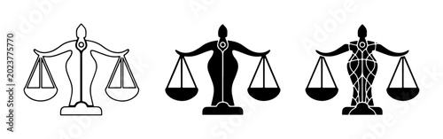 Photos Scales of Justice Icons, Legal Balance Symbols, Law and Order Vector Graphics