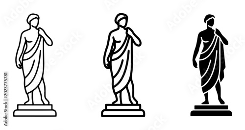 Foto Classic Sculpture Icons, Ancient Statue Vector Graphics, Renaissance Art Symbols