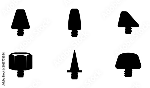 Foto Set of Six Black Stylus Pen Tips, Digital Drawing Tools, Electronic Device Acces