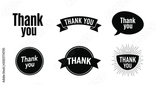 Tableau sur toile Various thank you messages and labels in different styles and fonts for expressing gratitude and appreciation
