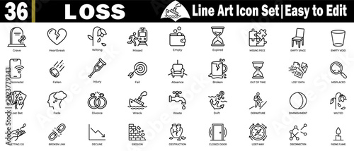 Tablou pe pânză Loss line art icon set