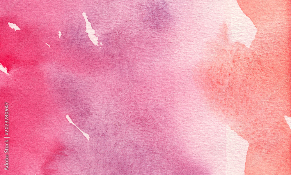 Fototapeta premium Abstract pink coral watercolor background on textured paper