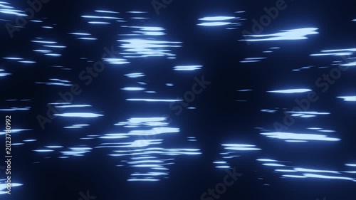 Blue neon glowing horizontal speed lines warp animation on dark background
