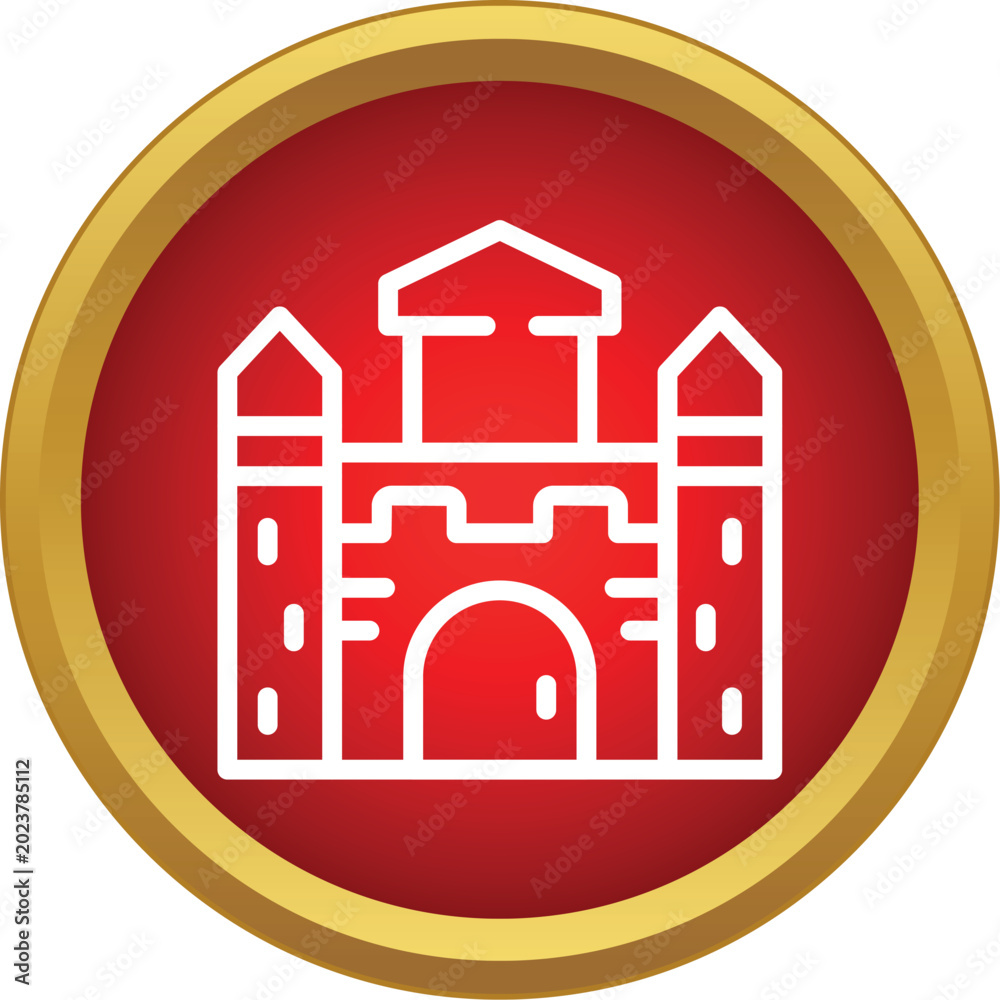 Fototapeta premium Castle icon representing a medieval fortress stronghold with defensive walls