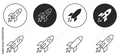 Foto Rocket Icons Set: A collection of graphic icons depicting rockets
